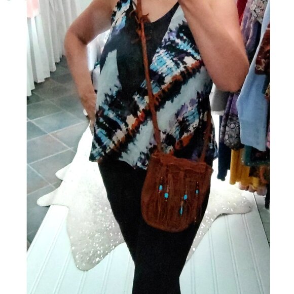 Deerskin Crossbody Purse Medicine Bag Fringe Beaded Soft USA Handmade Moondancer - Picture 8 of 16